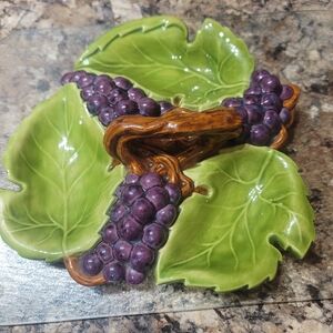 0826. Vintage 1963 Arnels Ceramic Molds  Vibrant Green & Purple Ceramic Platter